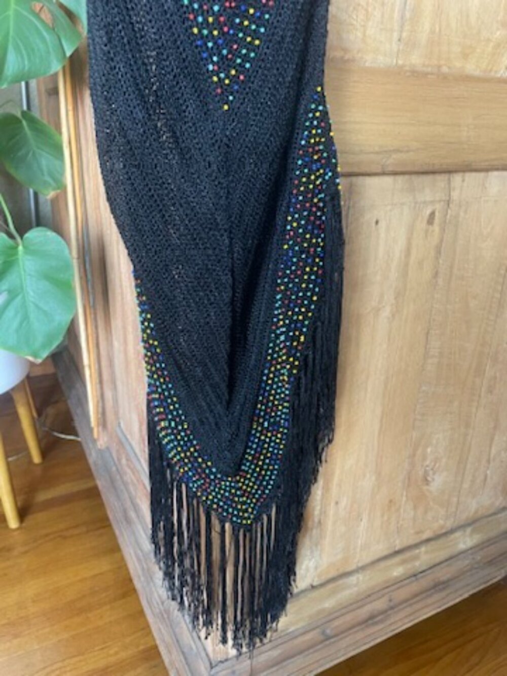Vintage Knit Mesh Maxi Dress with Beading and Fringe   I   Size  M - Picture 5 of 13